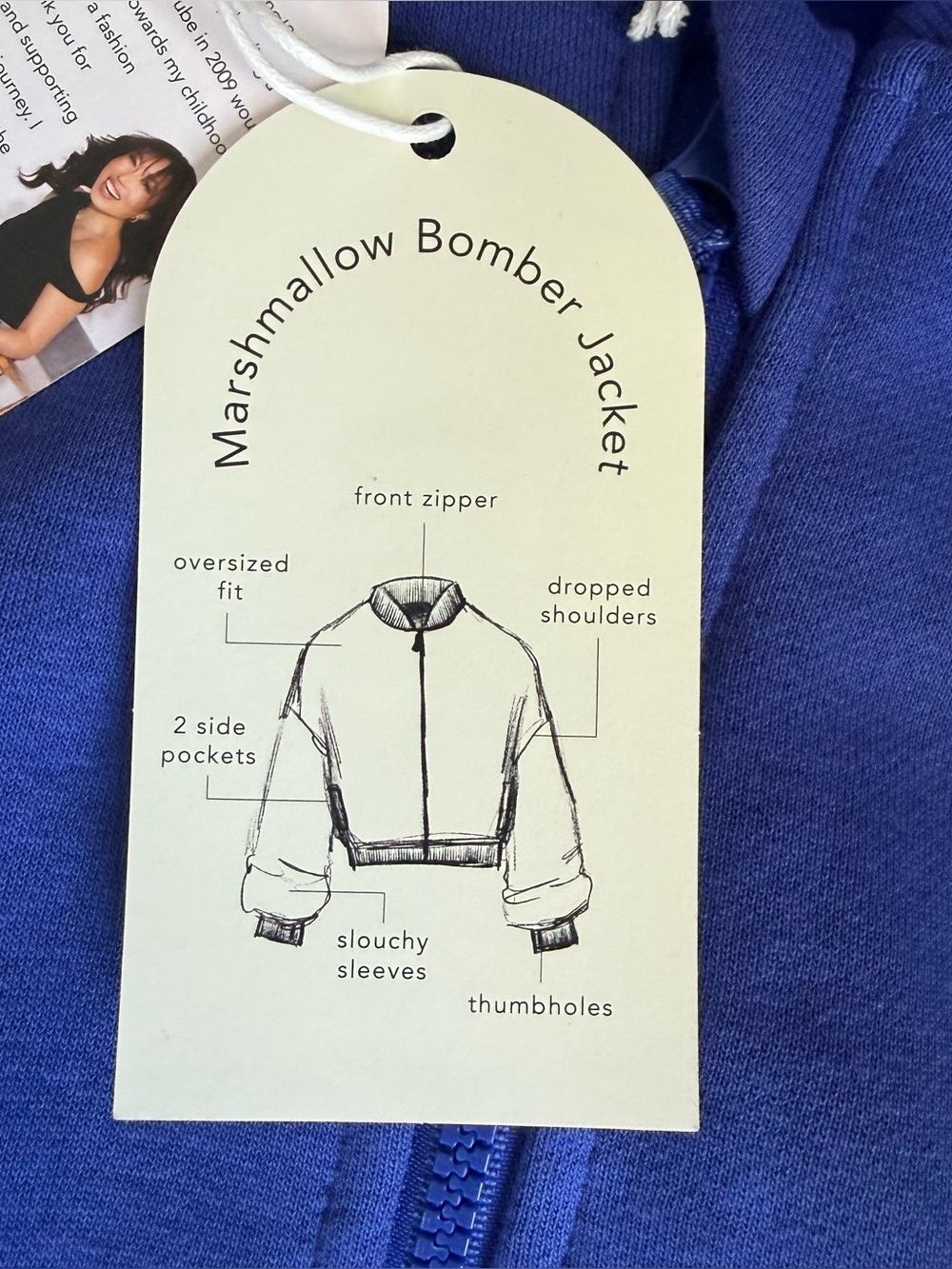 Blogilates Royal Blue Marshmallow Bomber Jacket - Full Zip Comfort - Picture 6 of 8